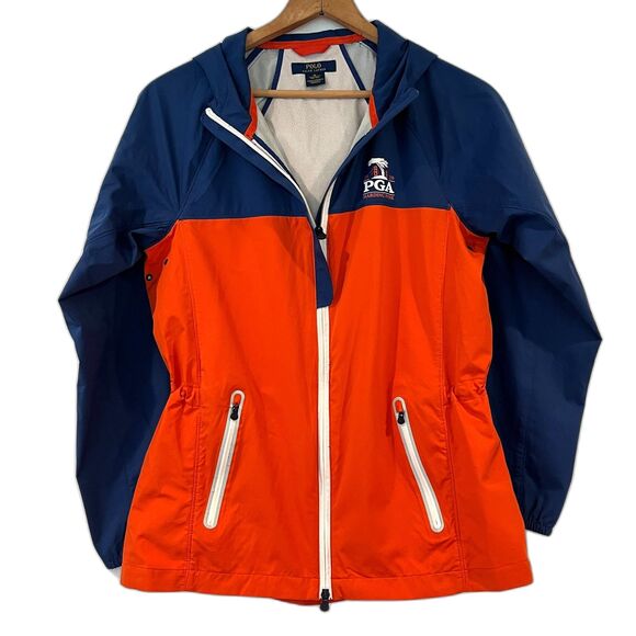 Polo Ralph Lauren PGA 2020 Hooded Windbreaker Full Zip Medium Blue Orange Golf - Picture 2 of 8